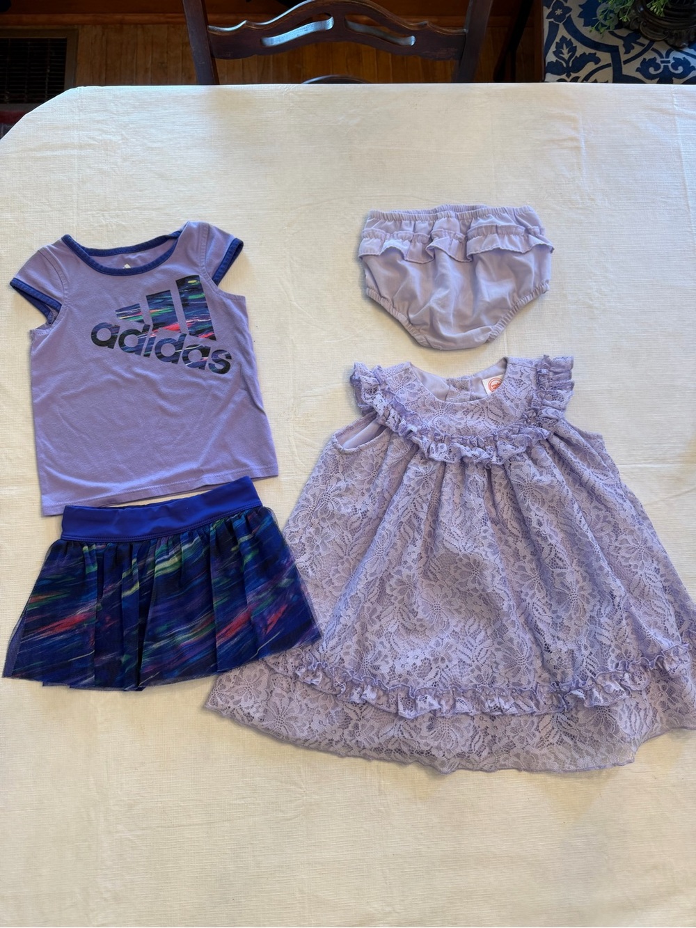 adidas Lavender & Navy Girls Outfit Set and Dress with bloomers
